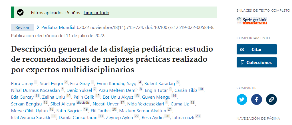 Descripción general de la disfagia pediátrica: estudio de recomendaciones de mejores prácticas realizado por expertos multidisciplinarios