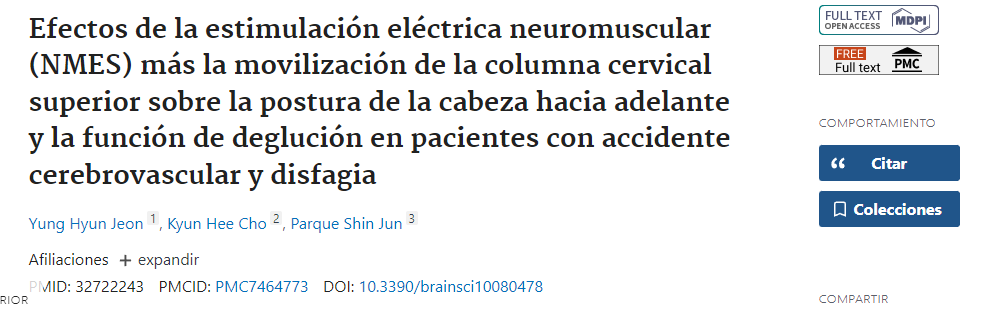 Efectos de la estimulación eléctrica neuromuscular (NMES) más la movilización de la columna cervical superior sobre la postura de la cabeza hacia adelante y la función de deglución en pacientes con accidente cerebrovascular y disfagia